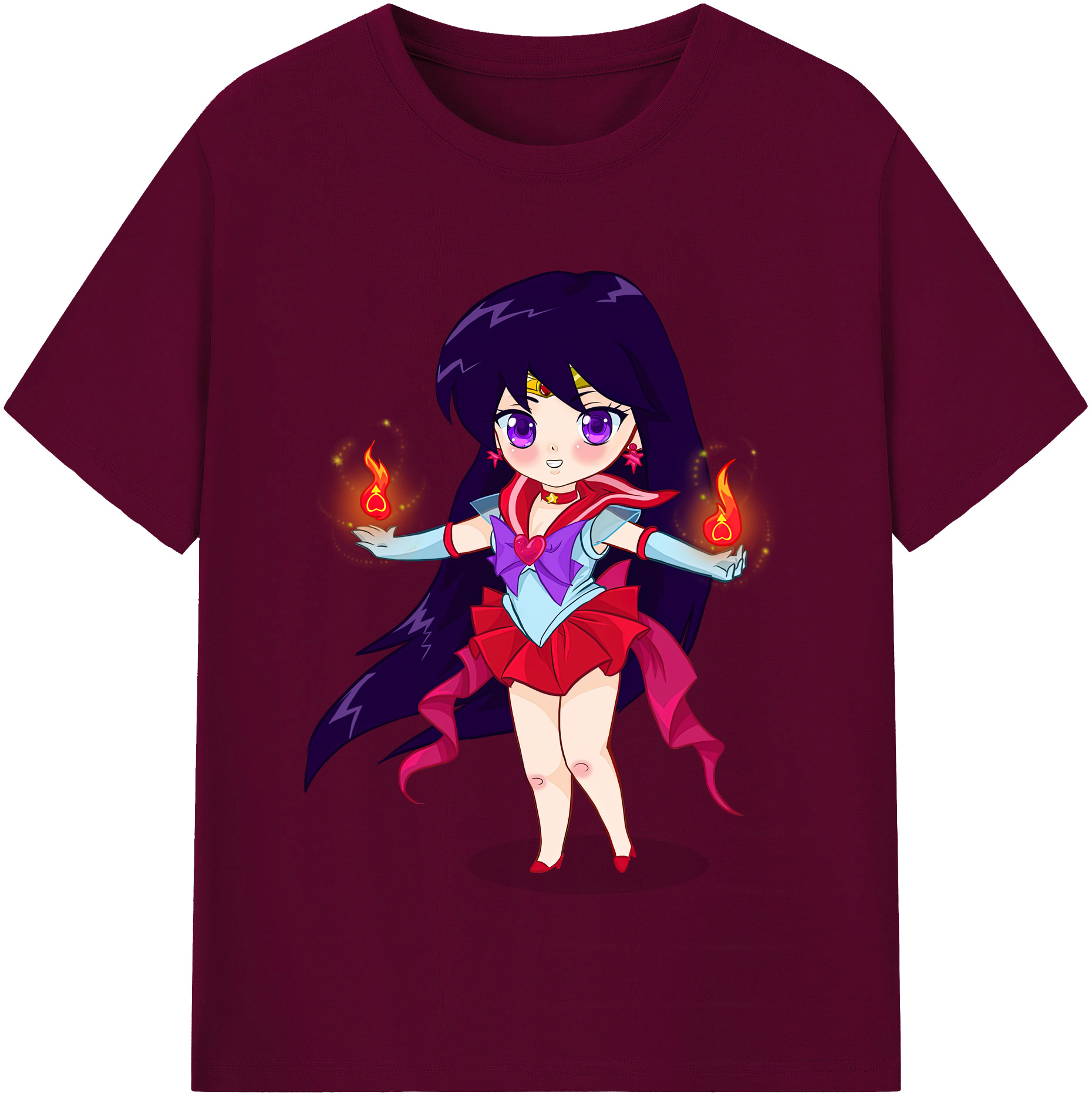 （画像用） 美少女戦士セーラームーン 火野レイ ひの レイ Sailor Moon Hino Rei （セーラーマーズ,Sailor Mars） レディースカジュアルプリントTシャツ（綿100％）